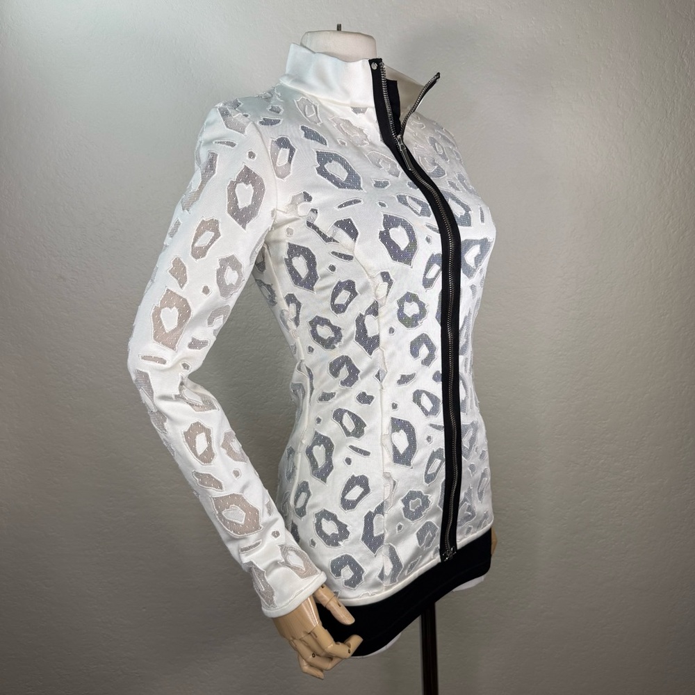 NWOT Anthony Vaccarello Semi Sheer Plumetis Animal Print France Zip Jacket XS